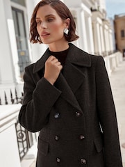 Love & Roses Black Double Breasted Hourglass Coat With Wool - Image 2 of 4