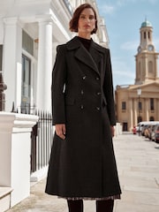 Love & Roses Black Double Breasted Hourglass Coat With Wool - Image 3 of 4