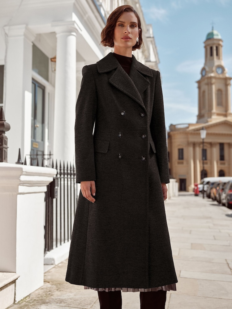 Love & Roses Black Double Breasted Hourglass Coat With Wool - Image 3 of 4