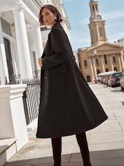Love & Roses Black Double Breasted Hourglass Coat With Wool - Image 4 of 4