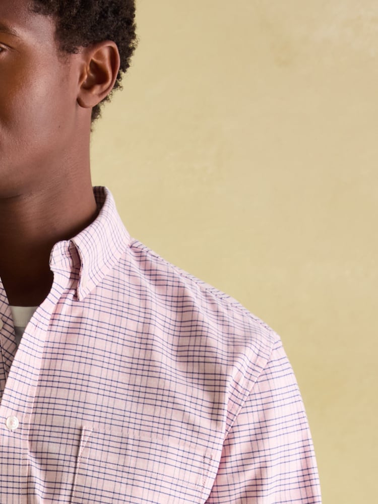 Joules Oxford Pink & Blue Long Sleeve Classic Fit Shirt - Image 1 of 10