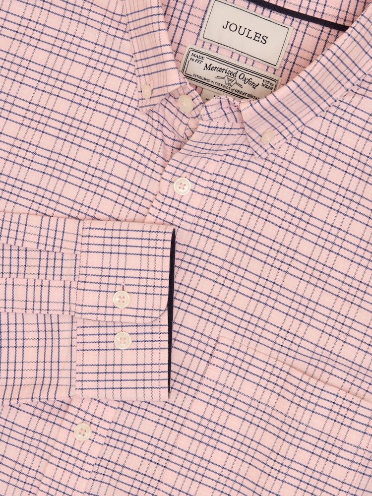 Joules Oxford Pink & Blue Long Sleeve Classic Fit Shirt - Image 10 of 10