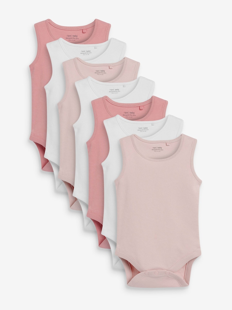 Pink & Weiß - Baby-Trägerbodys aus 100 % Baumwolle, 5er-Pack - Bild 1 von 8 Pink & Weiß - Baby-Trägerbodys aus 100 % Baumwolle, 5er-Pack - Bild 1 von 8