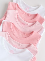 Pink/White 7 Pack Essential Vest Baby Bodysuits - Image 10 of 14