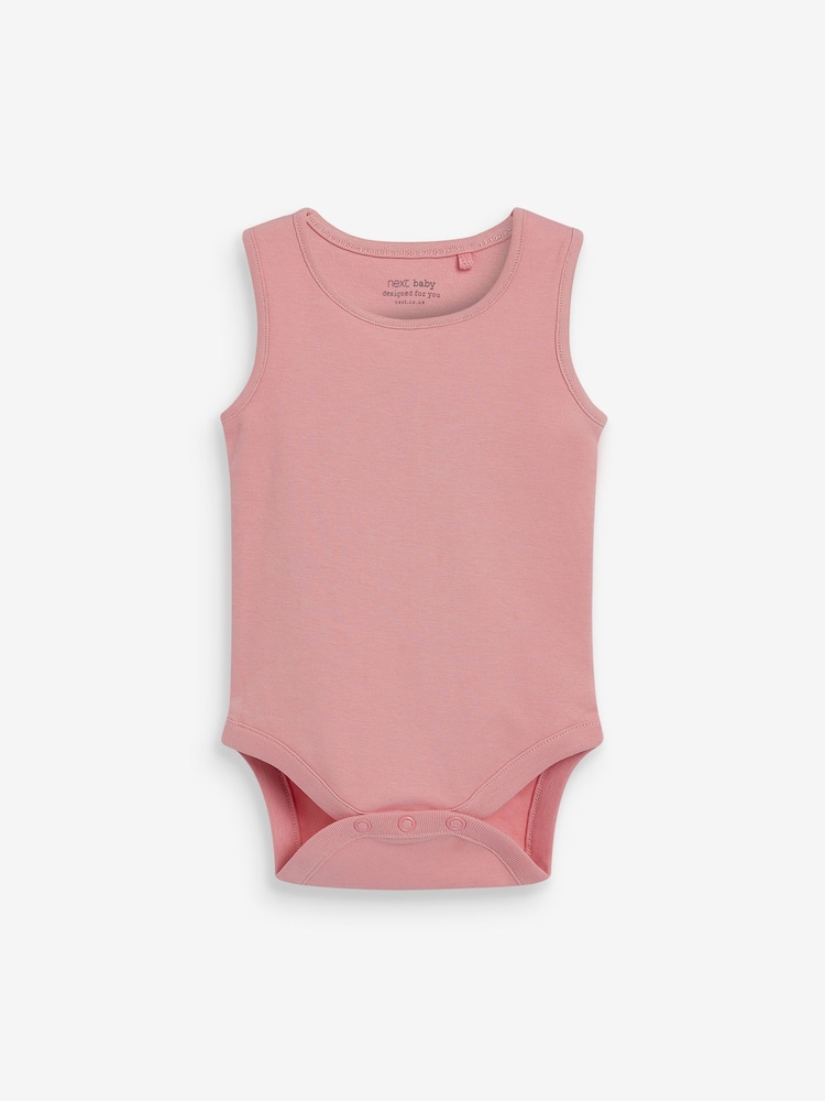 Pink/White 7 Pack Baby 100% Cotton Vest Bodysuits 5 Pack - Image 2 of 8