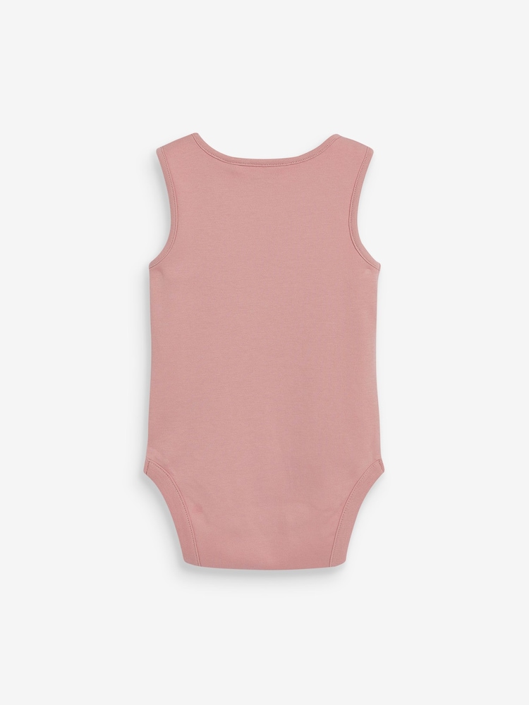 Pink/White 7 Pack Baby 100% Cotton Vest Bodysuits 5 Pack - Image 3 of 8