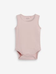 Pink/White 7 Pack Baby 100% Cotton Vest Bodysuits 5 Pack - Image 4 of 8