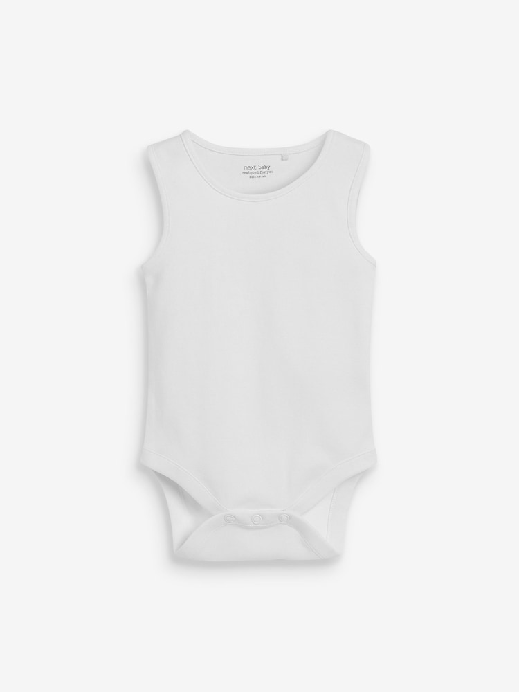 Pink/White 7 Pack Baby 100% Cotton Vest Bodysuits 5 Pack - Image 5 of 8