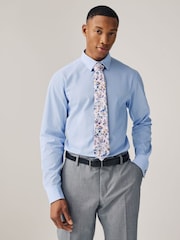Light Blue/Light Pink Floral Regular Fit Occasion Shirt And Tie Pack - Image 1 of 7