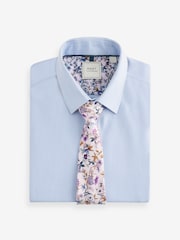 Light Blue/Light Pink Floral Regular Fit Occasion Shirt And Tie Pack - Image 7 of 7