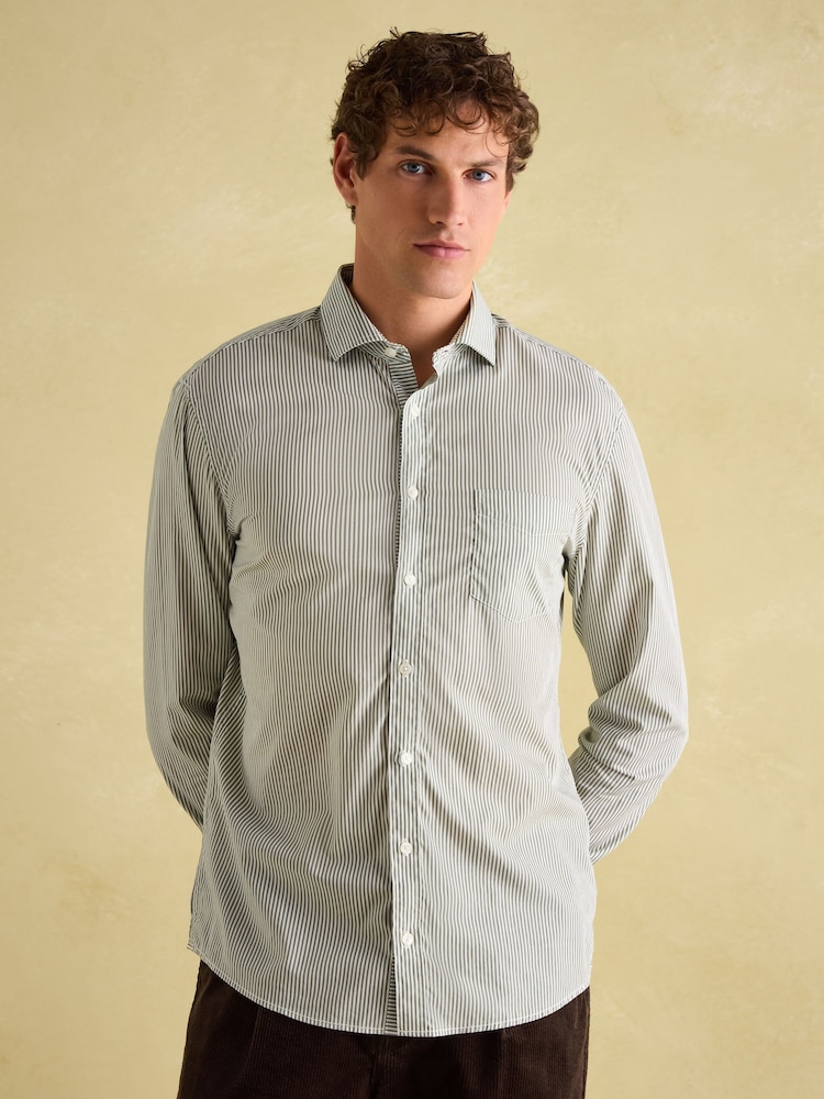 Joules Green Stripe Cotton Shirt - Image 2 of 9 Joules Green Stripe Cotton Shirt - Image 2 of 9