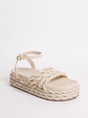 Simply Be Cream Kiara Rope Flatform Wide Fit Sandals - Image 2 of 3