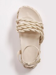 Simply Be Cream Kiara Rope Flatform Wide Fit Sandals - Image 3 of 3