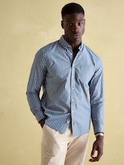 Joules Abbott Blue Striped Cotton Poplin Shirt - Image 2 of 8