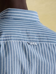 Joules Abbott Blue Striped Cotton Poplin Shirt - Image 6 of 8