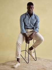 Joules Abbott Blue Striped Cotton Poplin Shirt - Image 7 of 8