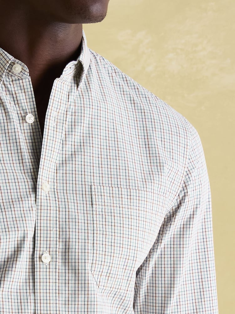 Joules Abbott Blue/Brown Cotton Poplin Shirt - Image 1 of 7