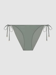 Reiss Khaki Astrid Side Tie Bikini Bottoms - Image 2 of 5