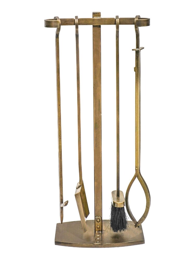 Ivyline Brass Antique Gold Companion Fireside Set - Image 2 of 5