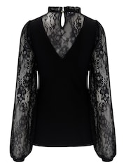 Pour Moi Black Dakota Lace Sleeve Knit Jumper - Image 4 of 4