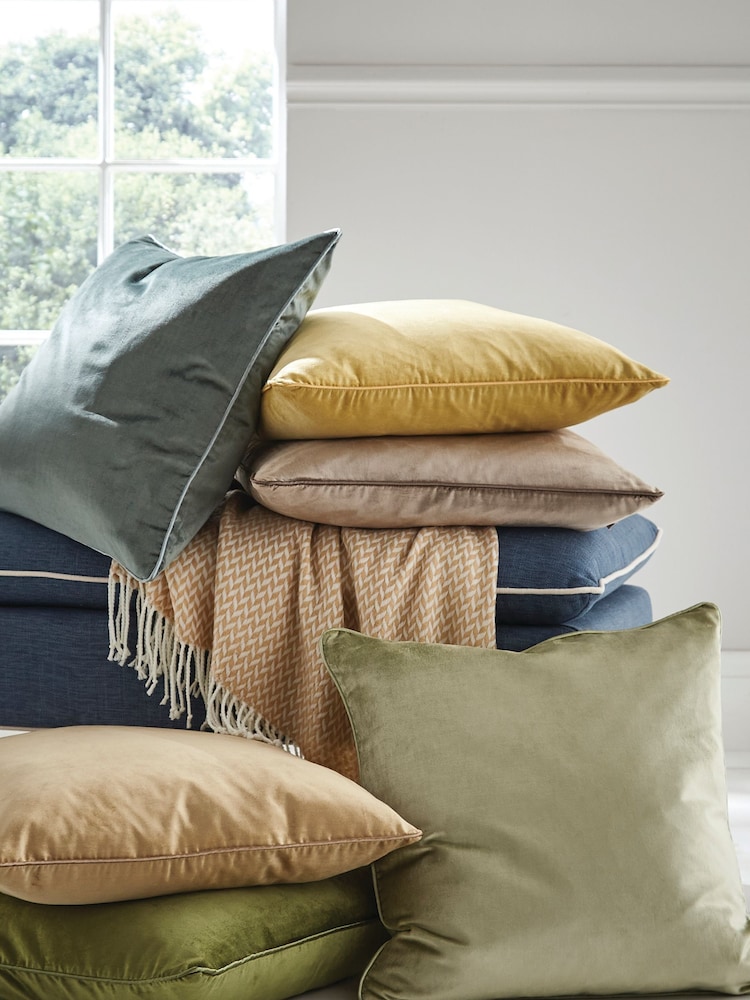 Laura Ashley Velvet Gold Square Nigella Cushion - Image 3 of 5