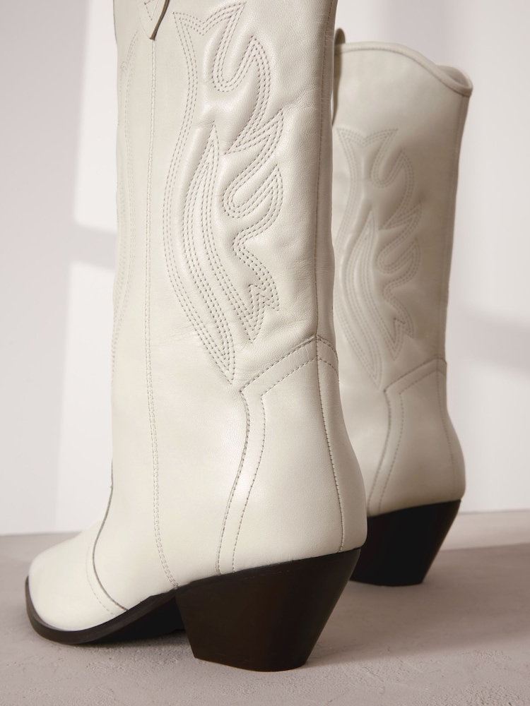 White Signature Leather Forever Comfort® Stitched Western Boots - Image 15 of 15 White Signature Leather Forever Comfort® Stitched Western Boots - Image 15 of 15