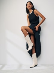 White Signature Leather Forever Comfort® Stitched Western Boots - Image 3 of 9