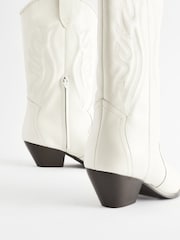White Signature Leather Forever Comfort® Stitched Western Boots - Image 6 of 9