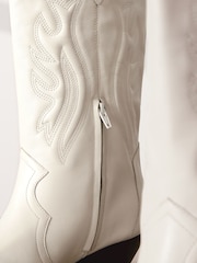 White Signature Leather Forever Comfort® Stitched Western Boots - Image 7 of 9