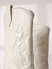 White Signature Leather Forever Comfort® Stitched Western Boots - Image 9 of 9