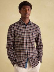 Joules Buchanan Brown & Navy Soft Brushed Cotton Check Shirt - Image 2 of 9