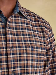 Joules Buchanan Brown & Navy Soft Brushed Cotton Check Shirt - Image 3 of 9