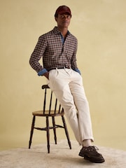 Joules Buchanan Brown & Navy Soft Brushed Cotton Check Shirt - Image 5 of 9