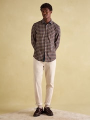 Joules Buchanan Brown & Navy Soft Brushed Cotton Check Shirt - Image 6 of 9