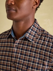 Joules Buchanan Brown & Navy Soft Brushed Cotton Check Shirt - Image 7 of 9
