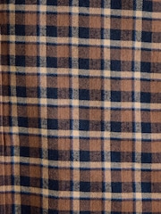 Joules Buchanan Brown & Navy Soft Brushed Cotton Check Shirt - Image 8 of 9