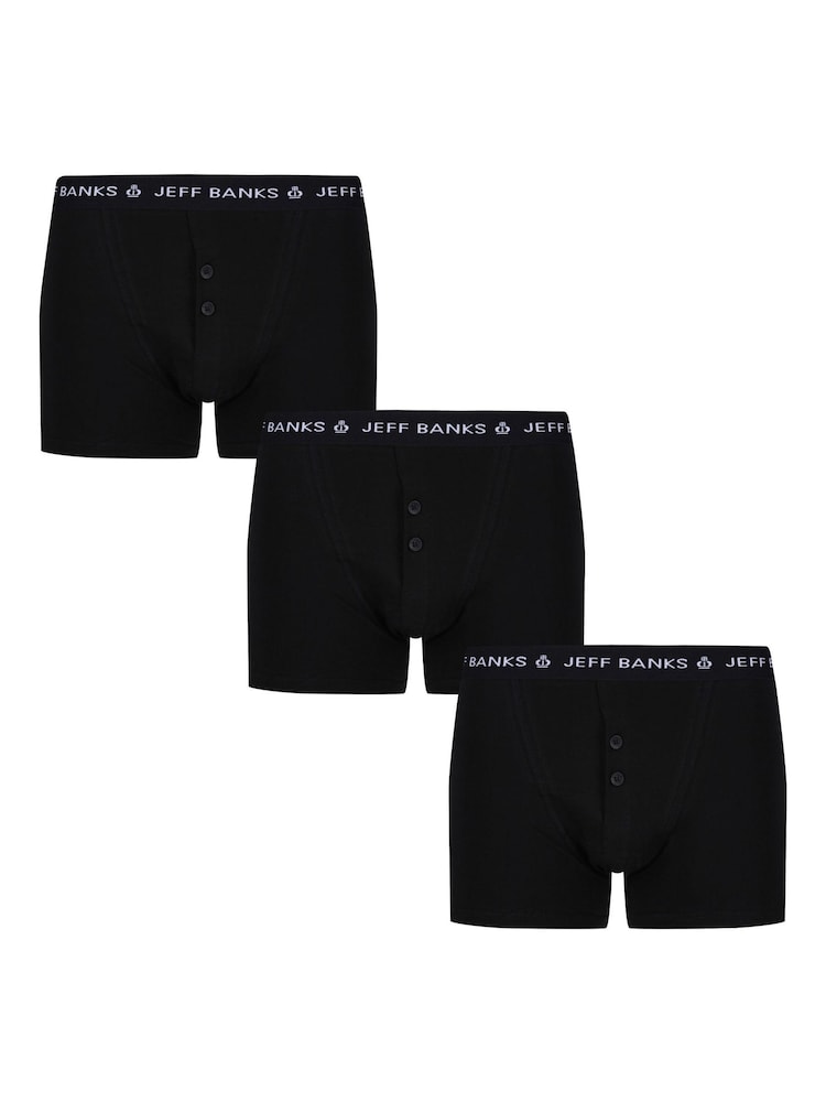 Negro - Pack de 3 bóxers clásicos con bragueta de botones de Jeff Banks - Imagen 1 de 4