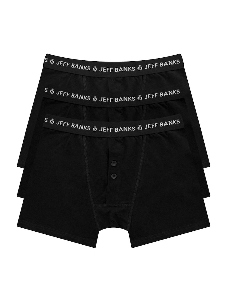 Negro - Pack de 3 bóxers clásicos con bragueta de botones de Jeff Banks - Imagen 2 de 4
