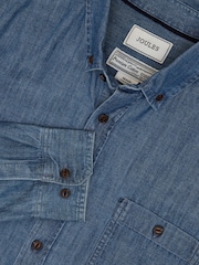 Joules Chambray Blue Classic Fit Shirt - Image 1 of 8