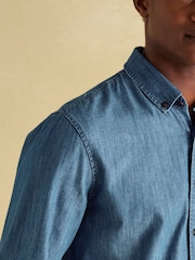 Joules Chambray Blue Classic Fit Shirt - Image 2 of 8