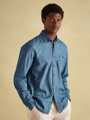Joules Chambray Blue Classic Fit Shirt - Image 3 of 8