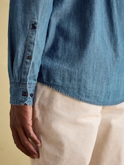 Joules Chambray Blue Classic Fit Shirt - Image 4 of 8