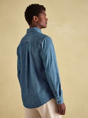 Joules Chambray Blue Classic Fit Shirt - Image 5 of 8