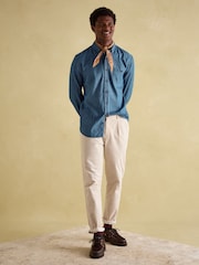 Joules Chambray Blue Classic Fit Shirt - Image 6 of 8