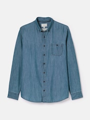Joules Chambray Blue Classic Fit Shirt - Image 8 of 8