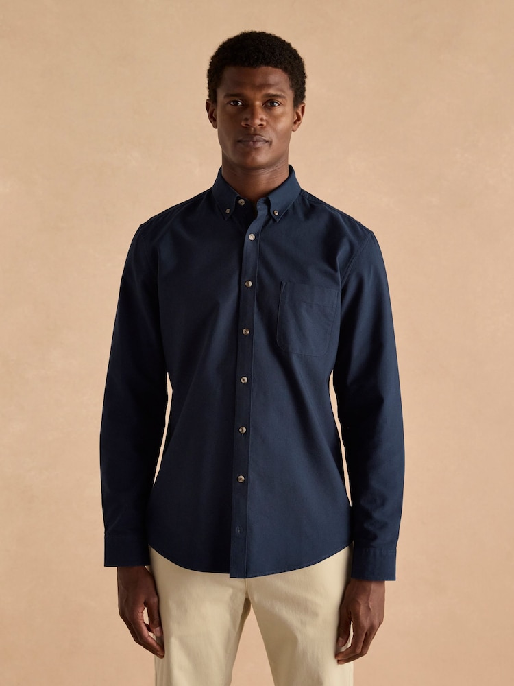 Joules Oxford Navy Blue Long Sleeve Classic Fit Shirt - Image 2 of 9