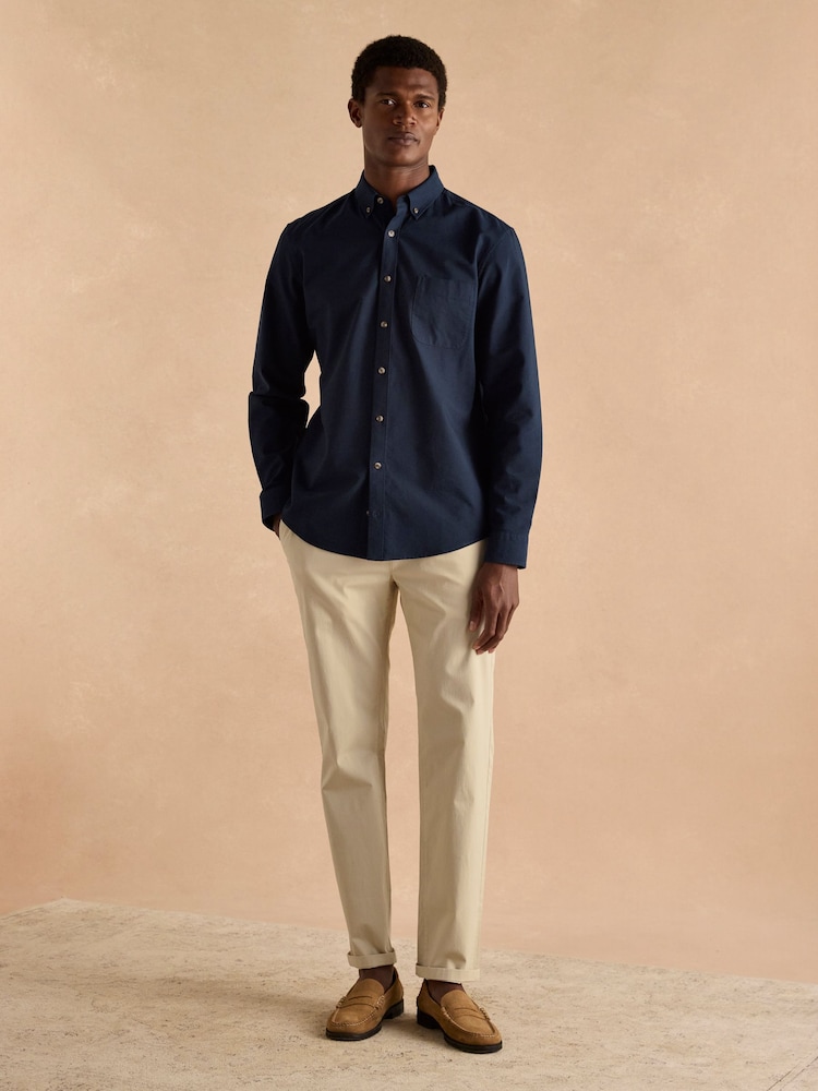 Joules Oxford Navy Blue Long Sleeve Classic Fit Shirt - Image 4 of 9
