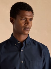 Joules Oxford Navy Blue Long Sleeve Classic Fit Shirt - Image 6 of 9