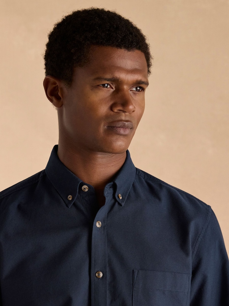 Joules Oxford Navy Blue Long Sleeve Classic Fit Shirt - Image 6 of 9