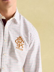 Joules Oxford White Embroidered Check Shirt - Image 4 of 9